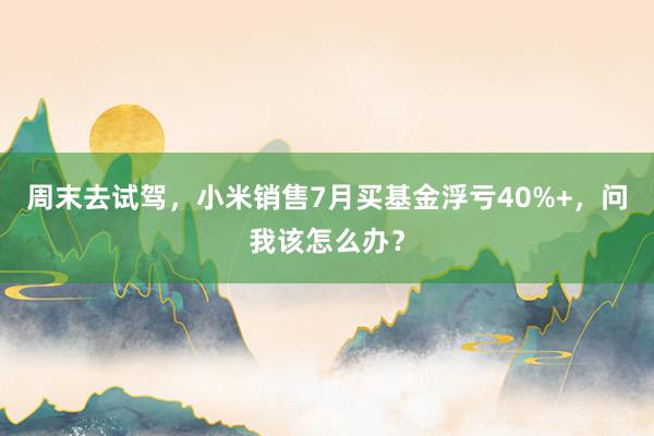 周末去试驾，小米销售7月买基金浮亏40%+，问我该怎么办？