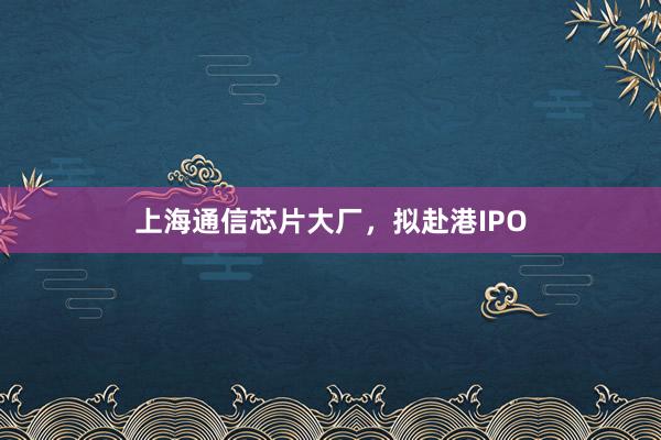 上海通信芯片大厂，拟赴港IPO