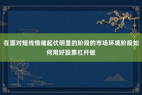 在面对短线情绪起伏明显的阶段的市场环境阶段如何用好股票杠杆做
