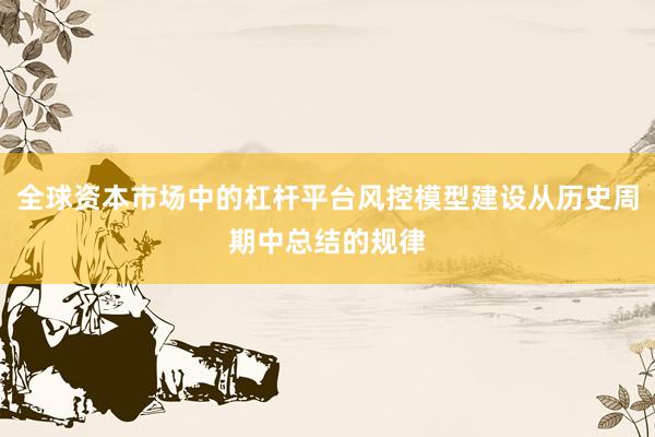 全球资本市场中的杠杆平台风控模型建设从历史周期中总结的规律
