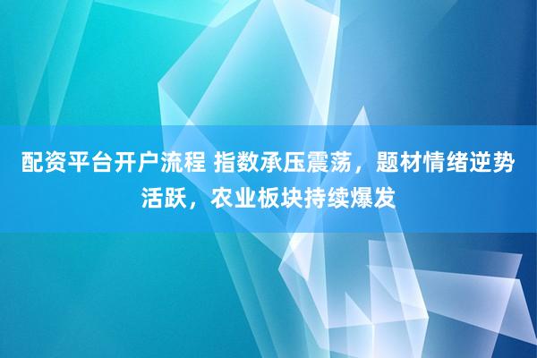 配资平台开户流程 指数承压震荡，题材情绪逆势活跃，农业板块持续爆发